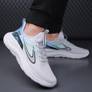 Herren Atmungsaktive Grau Mesh-Laufschuhe mit leichter Dämpfungssohle