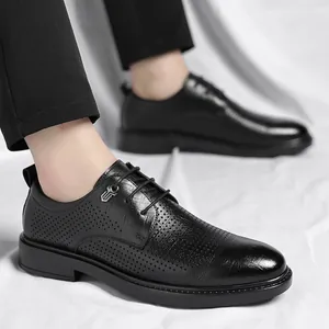Zapatos de cuero negro transpirable para hombre con hebilla metálica lateral muy elegante