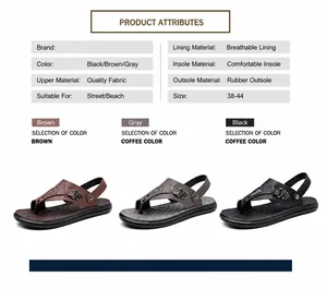 Detailseite mit Materialangaben und Farben für Herren-Sommer-Flip-Flop-Sandalen.