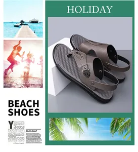 Herren braune Flip-Flop Sandalen mit verstellbarem Fersenriemen für Strand und Freizeit