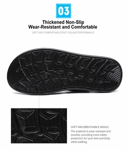 Makroansicht der verdickten rutschfesten Gummisohle für Herren-Sommer-Strandsandalen