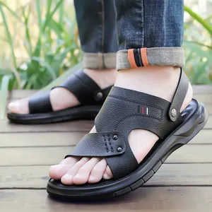 Sandali casual neri da uomo con suola morbida antiscivolo per spiaggia ed estate