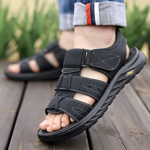 Herren Leder-Sandalen mit atmungsaktivem Design und rutschfester, langlebiger dicker Sohle