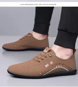 Detailansicht brauner Herren-Leder-Loafer mit atmungsaktiven Laser-Perforationen