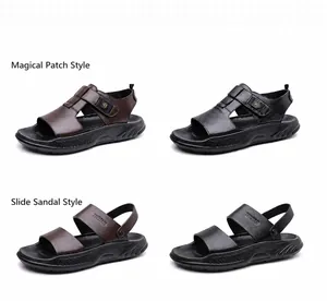 Detail view of men's casual sandals featuring adjustable straps and anti-slip thick soles