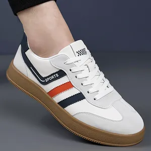 Sneaker da Uomo Vintage German Army Trainers Casual in Microfibra Scamosciata Traspiranti Antiscivolo Scarpe da Skate Retro Bianco Blu Arancio