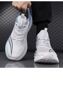 Detail of lightweight breathable mesh running shoes with thick anti-slip foam sole