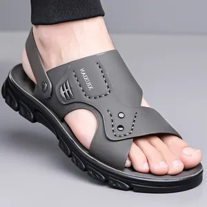 Men Casual Beach Sandals Summer Dual-Wear Slippers Microfiber Upper Polyurethane Sole Non-Slip Breathable Outdoor Driving