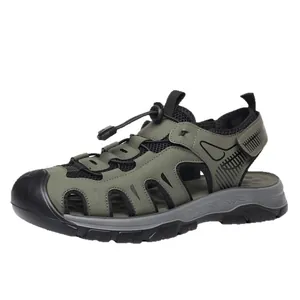 Men's outdoor breathable mesh hiking sandals with anti-collision toe cap and non-slip sole