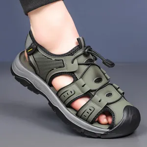 Sandalias Cerradas para Hombre Aire Libre Cuero de Microfibra Transpirable Zapatos de Playa Senderismo Antideslizantes