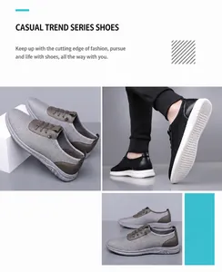 Gros plan sur des baskets en maille respirante pour hommes, styles décontractés gris et noir