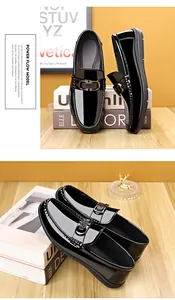 Nahaufnahme glänzender Business-Loafer aus Lackleder mit hochwertiger Metallschnalle