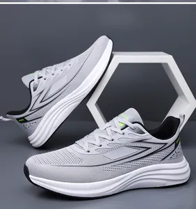 Macro detail of breathable grey mesh running shoes with cushioning foam sole