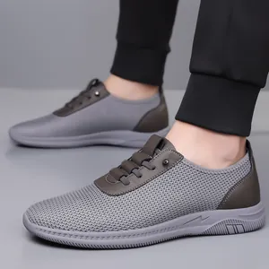 Baskets d'été respirantes en mesh gris et marron pour hommes, style sport et détente