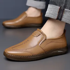 Zapatos Casuales De Cuero Genuino Para Hombre Mocasines Slip-on Y Zapatos De Vestir Con Cordones Suela De Tendón De Buey