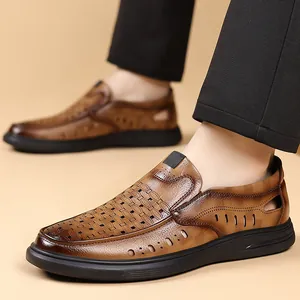 Ανδρικά Casual Σανδάλια από Δέρμα Μικροϊνών Διάτρητα Slip On Αναπνεύσιμα Μαλακή Σόλα Αντιολισθητικά Καλοκαιρινά Παπούτσια