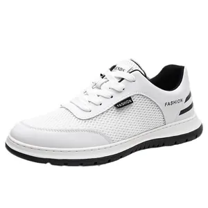 Atmungsaktive Herren-Sneaker in Weiß mit Netzgewebe und TRENDS-Logo-Laufsohle