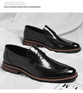 Macro shot of polished black leather loafers with U-shaped stitching on white fabric