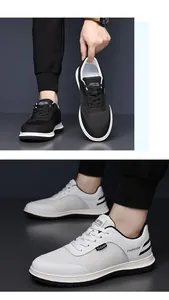 Detail view of breathable mesh texture and non-slip sole on men's sport sneakers