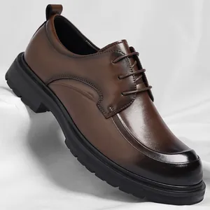Men's Business Formal Leather Shoes Low Top Lace Up Dress Shoes Breathable Regenerated Leather Shoes For Wedding Office