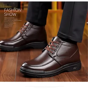 Detail view of premium brown leather upper with fine texture and six-hole lace-up design