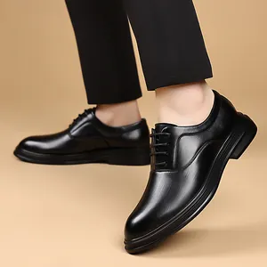 Scarpe Oxford classiche in pelle nera da uomo con suole antiscivolo in stile business