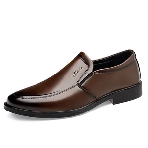 Mens dark brown leather loafers with black gradient toe and Sport embossed side detail