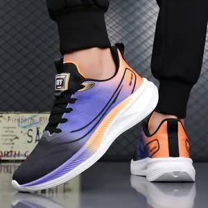 Breathable gradient sports running shoes with thick cushioned sole for athletic training
