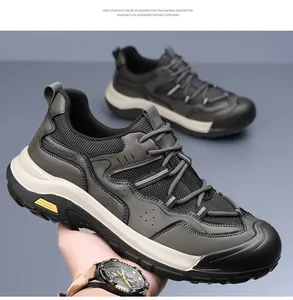 Detail of lightweight EVA sole on men outdoor hiking shoes with durable mesh upper