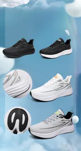 Detail showing non-slip thick sole and breathable mesh texture of casual sneakers