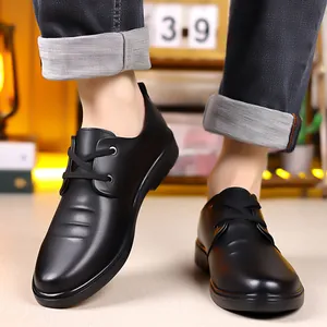 Scarpe stringate da uomo in pelle nera stile business casual con fodera calda e morbida