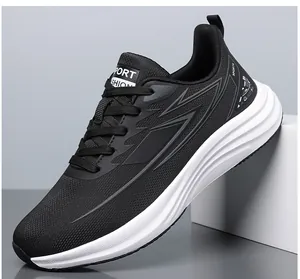 Detail showing breathable mesh upper and stylish lightning pattern on black sneaker