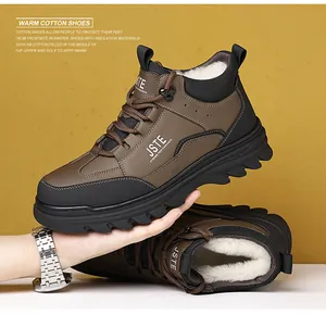 Detail of winter high-top boot featuring thick faux shearling lining and non-slip sole