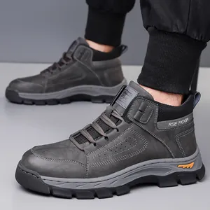 Herren Winterschuhe aus dunkelgrauem Rauleder mit rutschfester Gummisohle und Fütterung