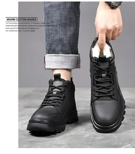 Detail view of winter boots featuring thick white plush lining and waterproof black leather