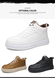 Sneaker alte da uomo in pelle nei colori bianco, marrone e nero con suole spesse