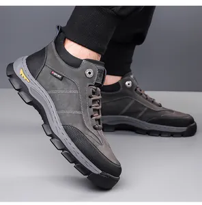 Detail of winter high-top snow boots showing anti-slip thick sole and warm lining