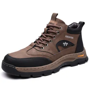 Wasserdichte rutschfeste Herren Wanderschuhe mit robuster Gummisohle in Braun