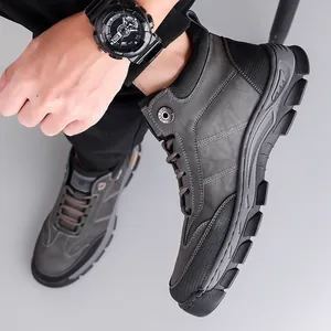 Men's high-top winter snow boots with thick anti-slip rubber soles and warm lining