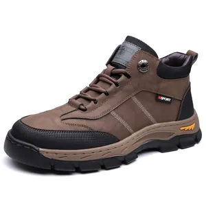 Brown high-top winter snow boots with warm fur lining and thick non-slip rubber soles