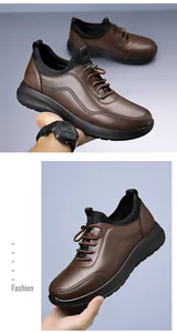 Detailansicht dunkelbrauner Herren-Freizeitschuhe mit dicker Sohle und Elastikband