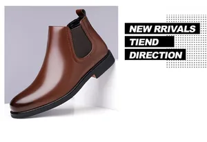 Vue détaillée de bottines Chelsea marron vernies avec panneaux élastiques et design élégant