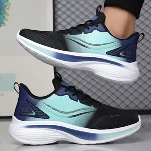 Men's gradient blue lightweight running sneakers with breathable mesh and cushioned sole