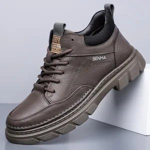 Men's Casual Martin Boots British Style Non-Slip Work Boots Microfiber Leather Lace Up High Top Fashion Outdoor Shoes