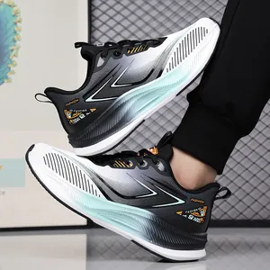 Waterproof leather sneakers for men in gradient black white and mint green colorway