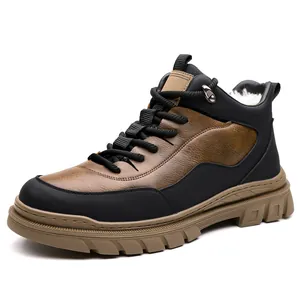 Herren Winterschuhe mit warmem Wollfutter und rutschfester dicker Gummisohle für Outdoor