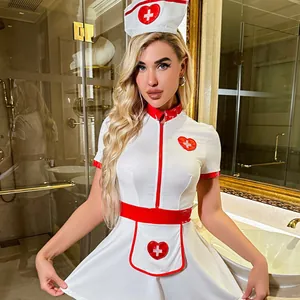 Panoplie déguisement infirmière sexy avec robe blanche zippée et coiffe de soins assortie