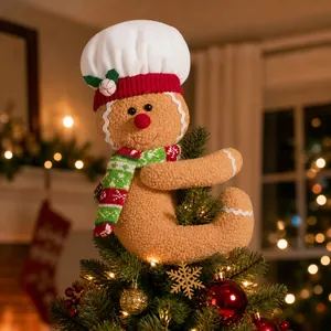 Noël Bonhomme De Pain D'épices Décoration Arbre Peluche Toque Bouteille Vin Embrasse Rideau
