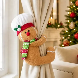 Embrasse de rideau bonhomme en pain d'épice avec bonnet de chef pour déco de Noël chaleureuse