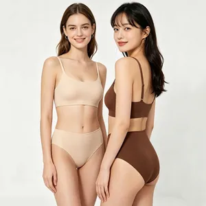 Ensemble Soutien-Gorge Et Culotte Sans Couture Pour Femmes Brassière Sans Armatures Culotte Taille Haute Top And Bottom Sous-Vêtements Confortables